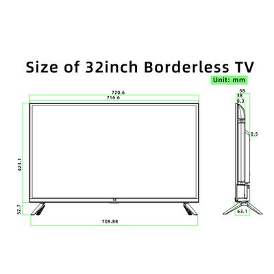 OEM/ODM 32inch Borderless Smart TV -  A+ LCD Panel Ultra Slim Bezel 2K/4K UHD Display Commercial Sizes TVs