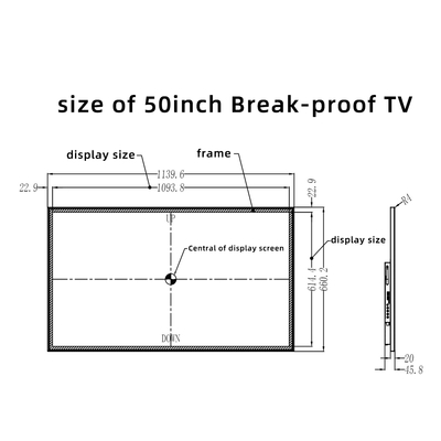 50 Inch A Grade LCD Screen OEM/ODM 2K/4K Ultra HD Smart TV - Shatterproof Design with Metal Frame & 4mm Tempered Glass