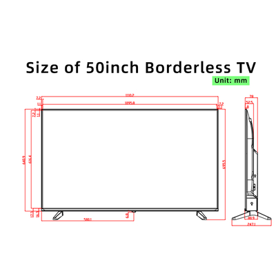 50" Borderless Smart TV, Ultra Slim Bezel Design, 2K/4K UHD A+ Panel, Customizable For Businesses, Digital Signage, Hospitality, Corporate, And Retail Environments