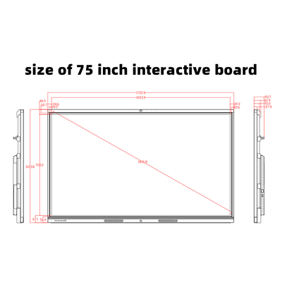 75 Inch Smart Interactive Digital Teaching Board for School Electronic Science Education Children Whiteboard