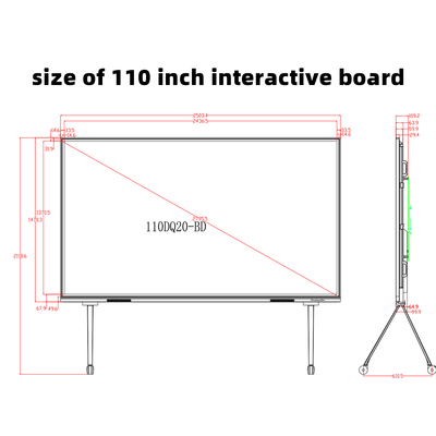 110-Inch Oversized Screen 4K UHD Android System Wireless Casting Interactive Smart Board for Office & Teaching Whiteboard for Conferences