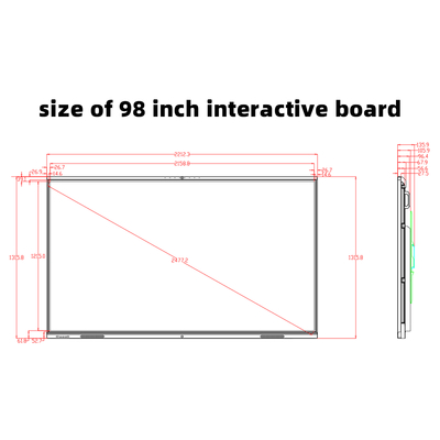 98 Inch 20 Point Multi Touch Interactive Digital Board with Built in Speakers Microphone for Video Conference