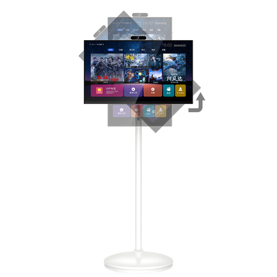 21.5 inch 8G+128G Capacitive Touch Portable TV with Wheels - 360° Swivel Touchscreen for Kitchen & Living Room, Follow Me Screen