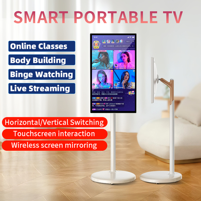 27 inch 6G+128G Capacitive Touch Portable TV, Stylish and Modern,  Rotatable Tablet Stand - Smart Home Assistant with Bluetooth & WiFi, Follow Me Screen