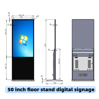 50" Indoor Floor Standing LCD Screen Wireless Remote Control Advertising Player Digital Signage Animation for Businesses