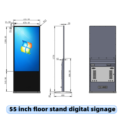 55" Full HD Touchscreen Standalone Kiosk Interactive Self-Service Terminal Digital Signage for Retail Stores
