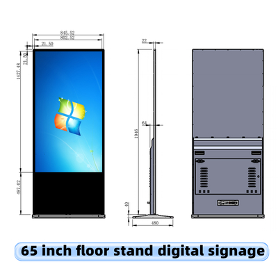65 Inch Floor Standing Fast Food Restaurant Self-Ordering System Touch Screen Menu Board Digital Signage and Displays