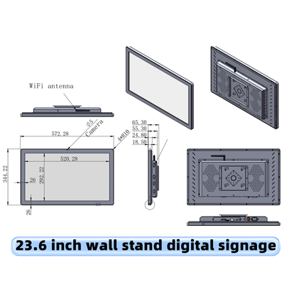 23.6 Inch Android-Based Digital Signage Advertising for Shopping Mall Agency Wall Mounted Cloud Content Management Animation