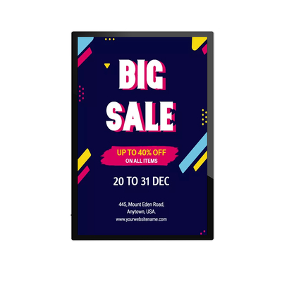50 Inch Cloud-Based Content Management Split-Screen Functionality Wall-Mounted Digital Signage with Built-in Media Player