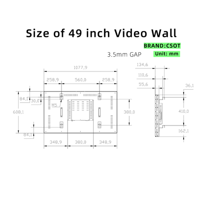 49 Inch CSOT TCL SCREEN 3.5mm Gap Professional Screen Advertising Video Wall Controller Board Led Display Poster Splicing Screen for Live Broadcast