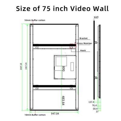 75 Inch Commercial High Performance Vertical Modular Large Splicing Screen Narrow Bezel Art Die Casting Steel Panel Video Wall Display