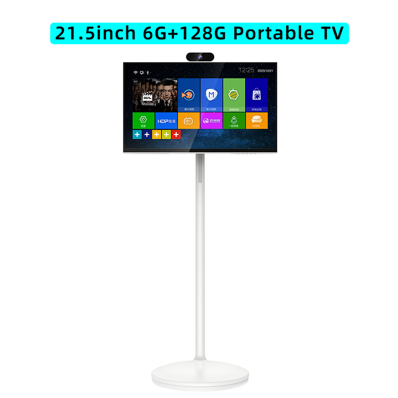 21.5 inch 6G+128G Capacitive Touch Portable TV with Mobile Stand - Interactive Follow Me Screen for Bedroom