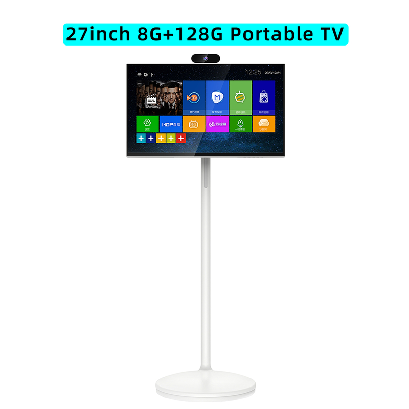 27 inch 8G+128G Capacitive Touch Portable TV, High-Performance, Desktop/Bedroom Smart Screen, AI-Powered Interactive Display with Wheels
